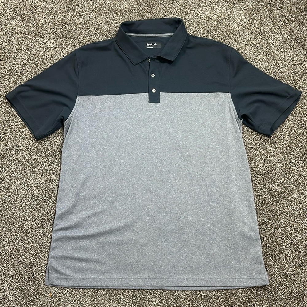 Bolle large men’s polo collared shirt two tone colorblock performance gold shirt